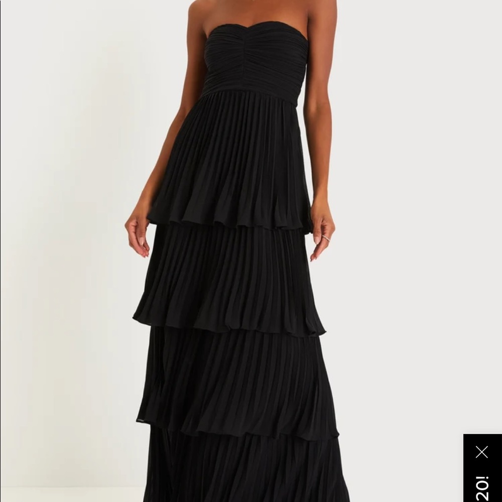 Seriously sensational strapless tiered maxi